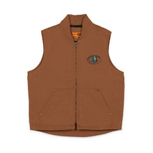 Load image into Gallery viewer, FM Embroidered Duck Cloth Work Vest — Rugged Brown Utility Vest with Logo